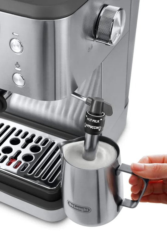 De'Longhi Classic EM450.M – Pistonmachine - Handmatige Espresso & Cappuccino - Volledig RVS Behuizing - Zilver