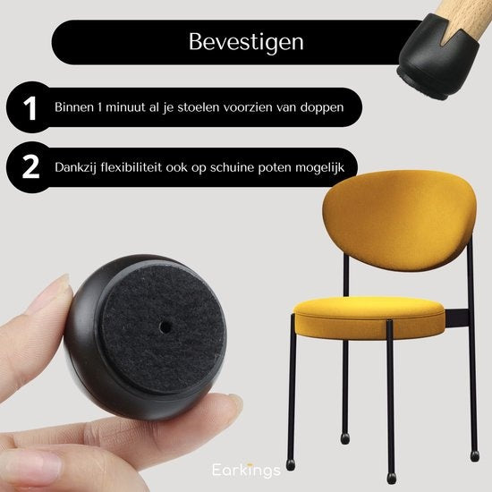 Stoelpoot Beschermers Vloerbeschermer Ø12-16 mm - Stoelpoot Doppen Meubeldoppen 24 stuks - Ronde Stoeldoppen Vloerbeschermers Stoelen - Zwart