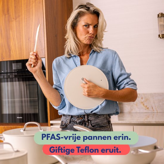 Safecourt 7-delige pannen set - PFAS & PTFE vrij - Non-Stick & gemakkelijk schoon - Inductie, Elektrisch, Keramisch & Gas