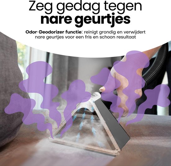 Hendriqs® 4-1 Tapijtreiniger - 105 °C Stoomreiniger met Anti-Verstopping Functie & Wieltjes en Automatisch Snoeroprolsysteem - Zetelreiniger - Draagbare Vlekkenreiniger - Bank Reiniger - Meubelreiniger - Bankreiniger - Reinigingsmachine