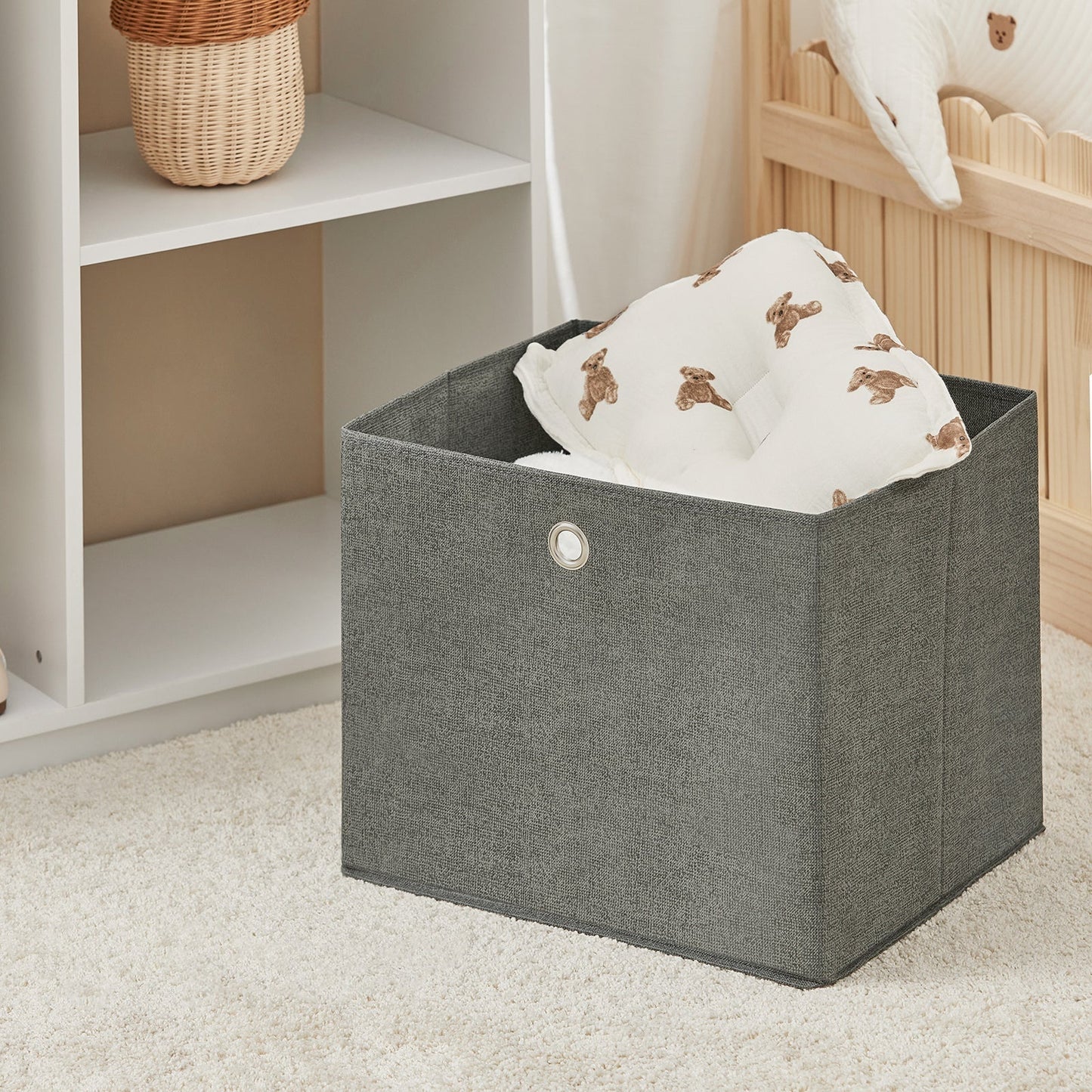 SoBuy Kinderkledingkast - 3 Planken 1 Mand 3 Haken - Wit - 97 x 35 x 108 cm