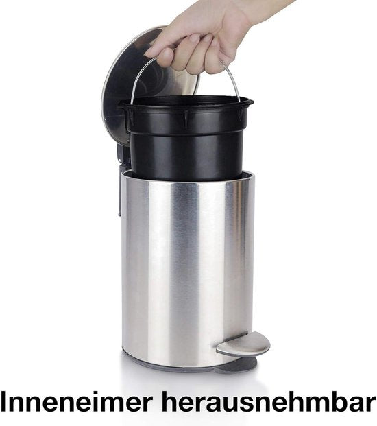 Badkameremmer 3 l roestvrij staal softclosemechanisme vuilnisemmer afvalemmer zilver chroom metaal