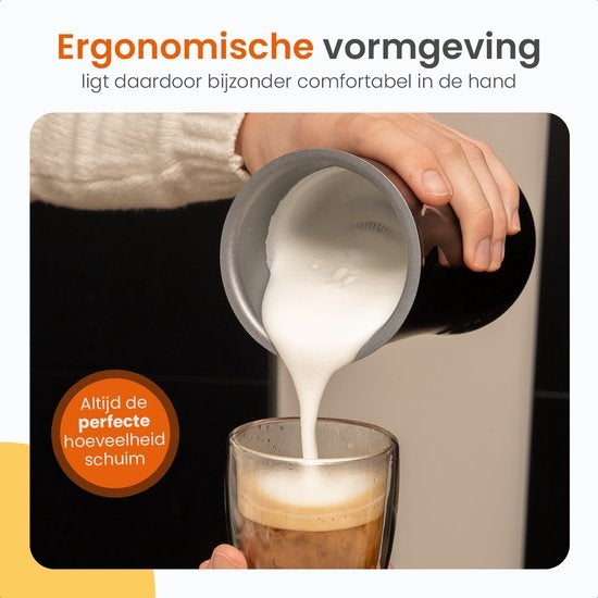 Goliving Melkopschuimer Elektrisch – 4-in-1 – Voor Opschuimen en Verwarmen – Non-stick coating – 240 ml – Zwart