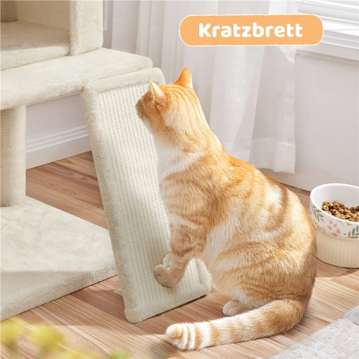 Yaheetech Krabpaal Met 2 Kattenhuisjes – Voorzien Van Sisal Krabpaal En Krabplank En Uitkijkplatform – Voor Kleine En Middelgrote Katten – Beige Pluche En Spaanplaat – 60 x 45 x 106 cm