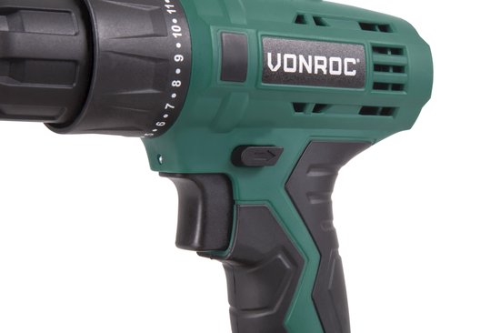 VONROC Accuboormachine – 12V Li-Ion – Incl. aluminium opbergkoffer, 46 accessoires, 2x accu & lader
