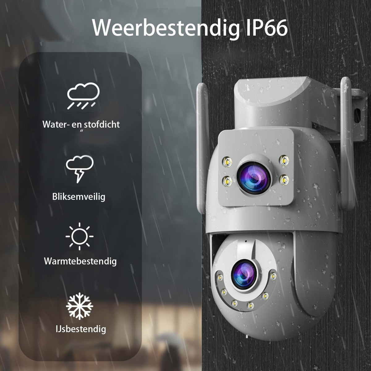 JOOAN beveiligingscamera voor buiten HD 2K - dubbele lens - dual-band wifi 5 GHz 2,4 GHz