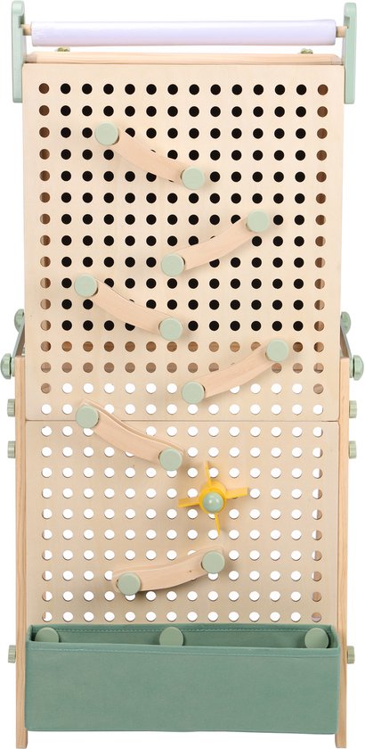 Sunny Mika Activiteiten Ezel – Houten Kinder Ezeltje – Speelezel met Whiteboard, Krijtbord, Magnetisch Bord & Pegboard – Inclusief Papierrol, Magneten, Krijtjes, Eraser, Pegboard Accessoires en meer – Educatief Speelgoed