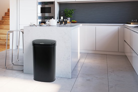 Umuzi Cleaning Touch Bin Prullenbak - 58 liter - Zwart - 70x29x41cm