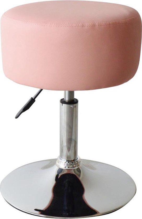VDD Krukje - Retro Vintage - Industrieel - Kaptafel - Kruk Stoel - In Hoogte Verstelbaar tot 65 cm - Roze
