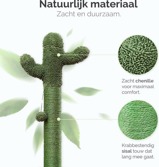 Gopets Krabpaal Katten - Cactus Krabpaal met Touw - Krabplank modern design - Krabmeubel met Speeltje - 65cm