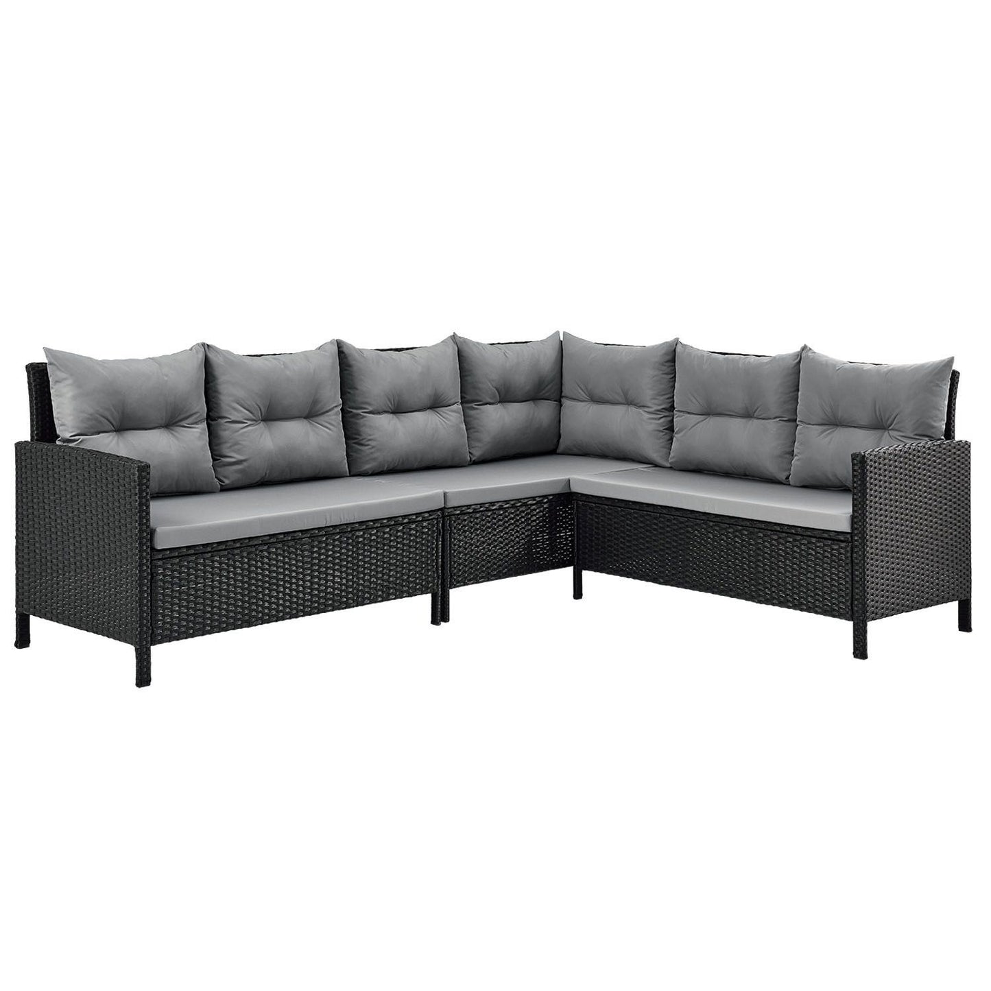 Manacor Polyrotan Loungeset - Zwart - 7-persoons - Met Kussens