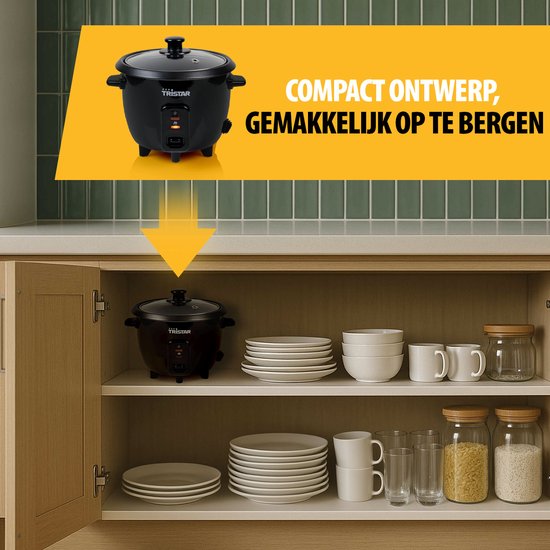 Tristar Rijstkoker 0.6L - RK-6141 - 3 personen - Compact, zuinig, eenvoudig te reinigen - Warmhoudfunctie