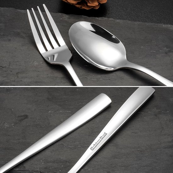 Deleca 12 Persoons Bestekset Essential (72-delig) - Lepels, Messen, Vorken, Steakmessen & Gebaksvorkjes - Vaatwasserbestendig Bestek - Glanzend Zilver / Edelstaal