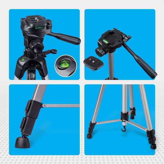 Auronic Statief - Camera - Telefoon - Iphone - Tripod met Smartphonehouder - Zilvergrijs