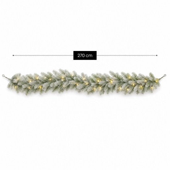 Black Box Trees Nagoya Kerstversiering - Guirlande met 40 Warmwitte LED Lampjes en Timerfunctie - Kerstslingers voor Schouw, Trap of Deurpost - Groen Frosted - L270 x Ø20 cm