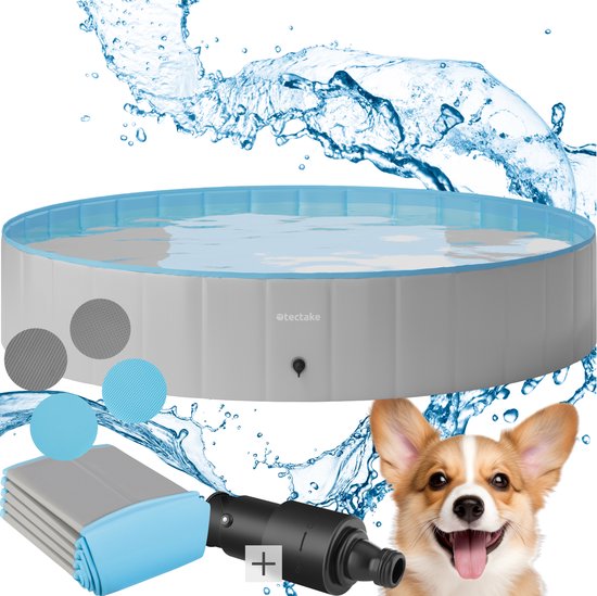 tectake® Hondenzwembad - Hondenpool- Zwembad voor honden - Ballenbak - Opvouwbaar - ⌀160 cm - Extra stevig - Eenvoudig te vullen en te legen