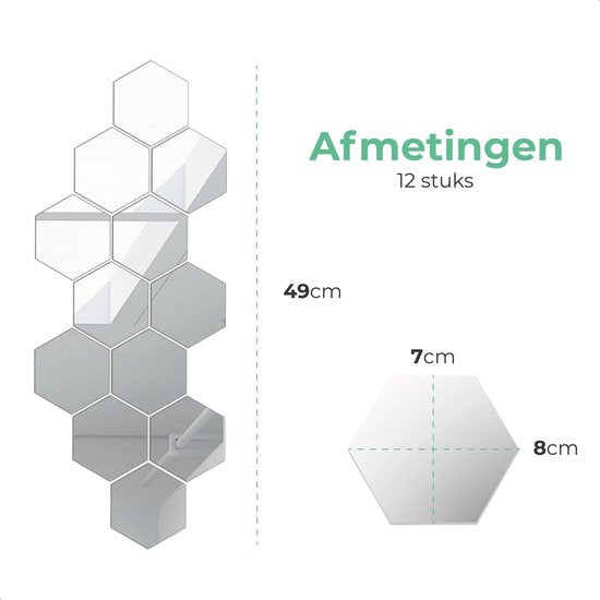 Soft&Silky 12 stukken plakspiegels - Hexagon vorm - 8x7x4cm