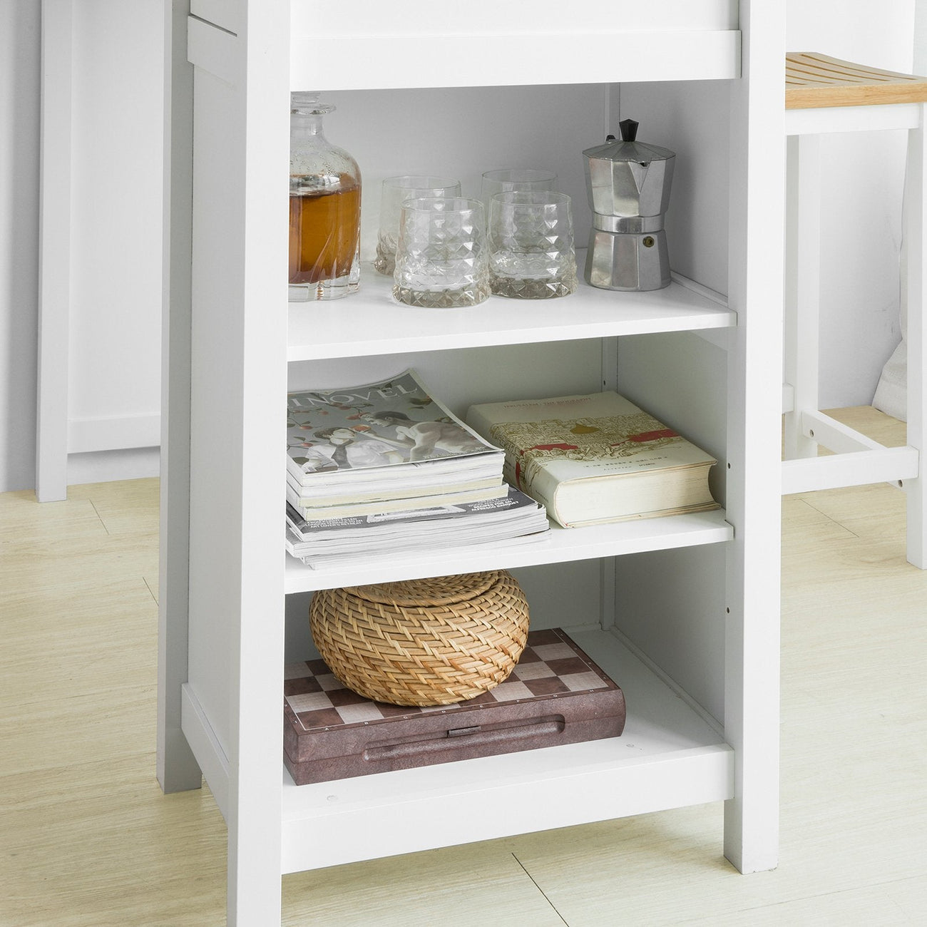 SoBuy Keukentafel met opbergplanken - 120 x 55 x 90 cm - Wit