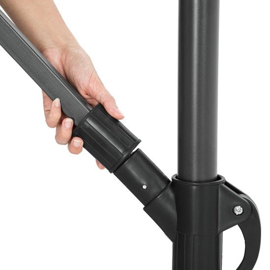 tectake® - Aluminium zweefparasol - Doorsnede 350 cm - Draaibaar - Kantelbaar (traploos verstelbaar) - UV-bescherming - Incl. beschermhoes - grijs