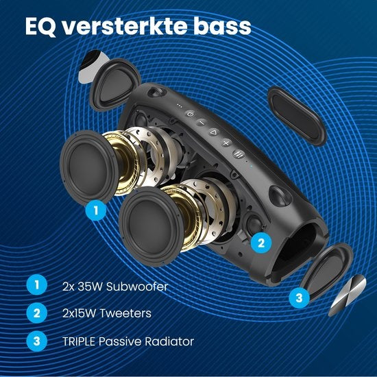 Auronic Boombox - Extra Bass - Bluetooth Speaker - Draadloos - Muziek box - USB, AUX en SD-kaart Aansluiting - Zwart