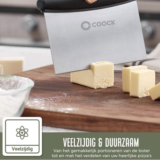 COOCK - Ergonomische Deegsteker RVS - Deegschraper - Pizza mes - Groentesnijder - Cake & Taart Schraper