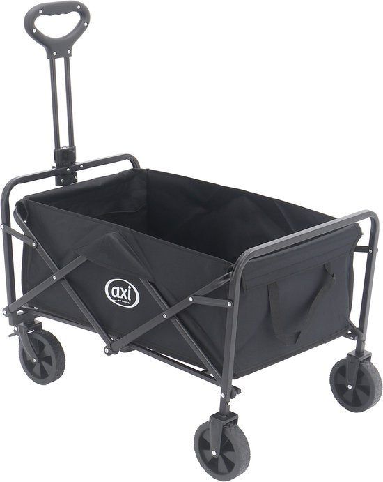 AXI SB120 Opvouwbare Bolderwagen – Zwart – Met Trekstang, Remmen en Hoes – 60 kg Draagvermogen – Eenvoudig mee te nemen - Metaal