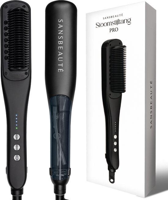Sansbeauté® Stoomstijltang PRO - Stoom Stijltang - Professionele Stijltang 5.0 – Stoomstijltangs - Zwart