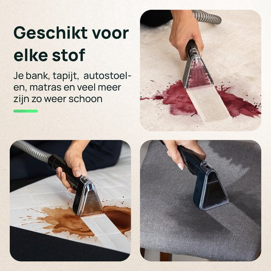 Skrub 4 in 1 Compacte Tapijtreiniger met Heet water - Verwarmbaar tot 60°C - Vlekkenreiniger - 4 Opzetstukken - 1200 Watt - Bankreiniger machine