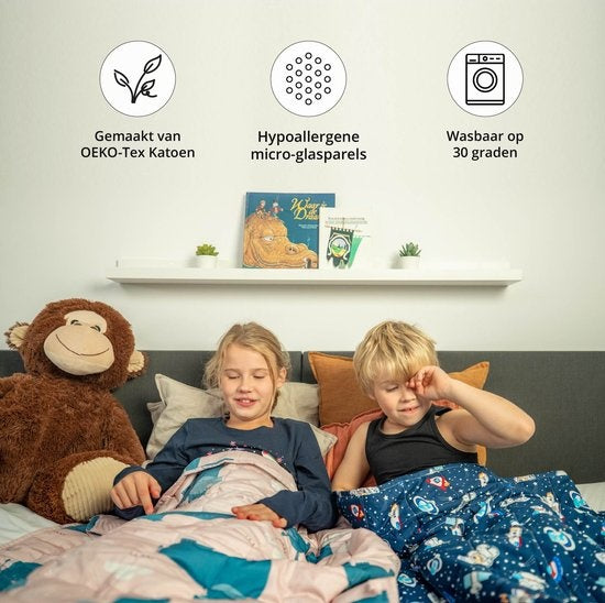 EL-Life Verzwaringsdeken Kind 2,4kg - 90 x 120cm - Zwaartedeken - Weighted Blanket - Verzwaarde Deken - OEKO-TEX Katoen - Nijlpaard