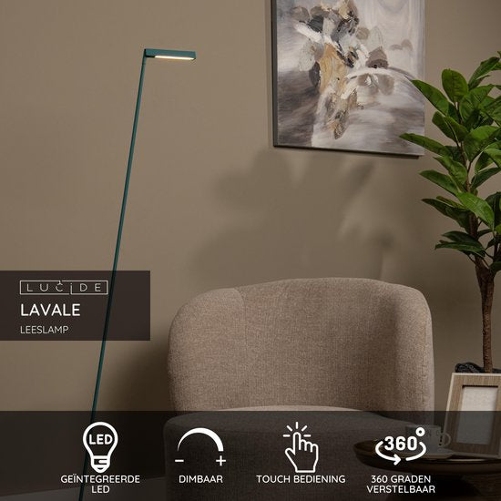 Lucide LAVALE - Leeslamp - LED Dimbaar - 1x3W 2700K - Turkoois