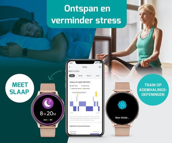 FITAGE Sporthorloge - Smartwatch - Stappenteller Horloge- Smartwatches - Activity Tracker - GPS - Dames en Heren - Roze