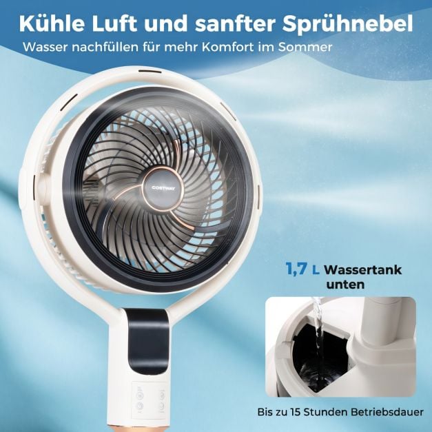 Coast Vernevelingsventilator met Afstandsbediening – 65-98 cm – 1,7 L – Wit