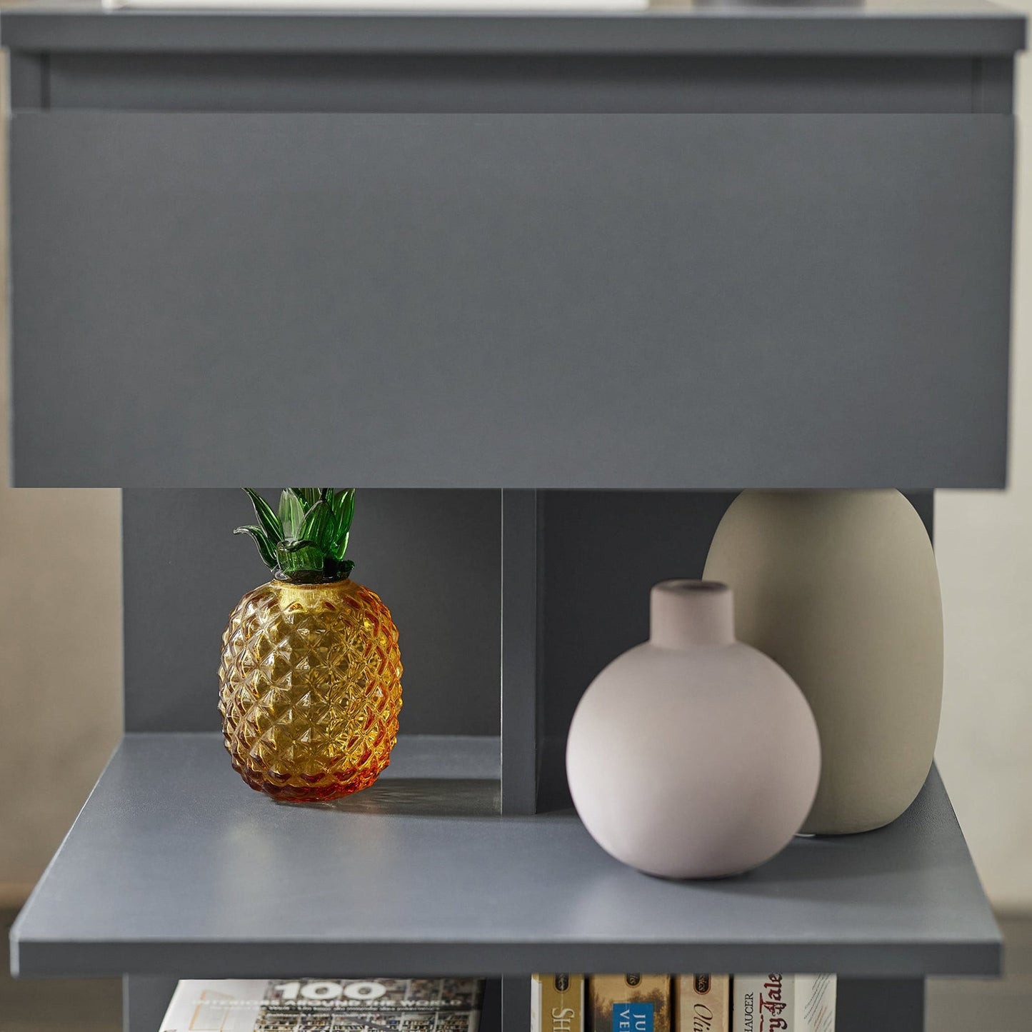 SoBuy Bijzetkastje - Salontafel met 1 uitschuifbare lade - Max. 45KG - 39 x 65 x 39 cm - Grijs