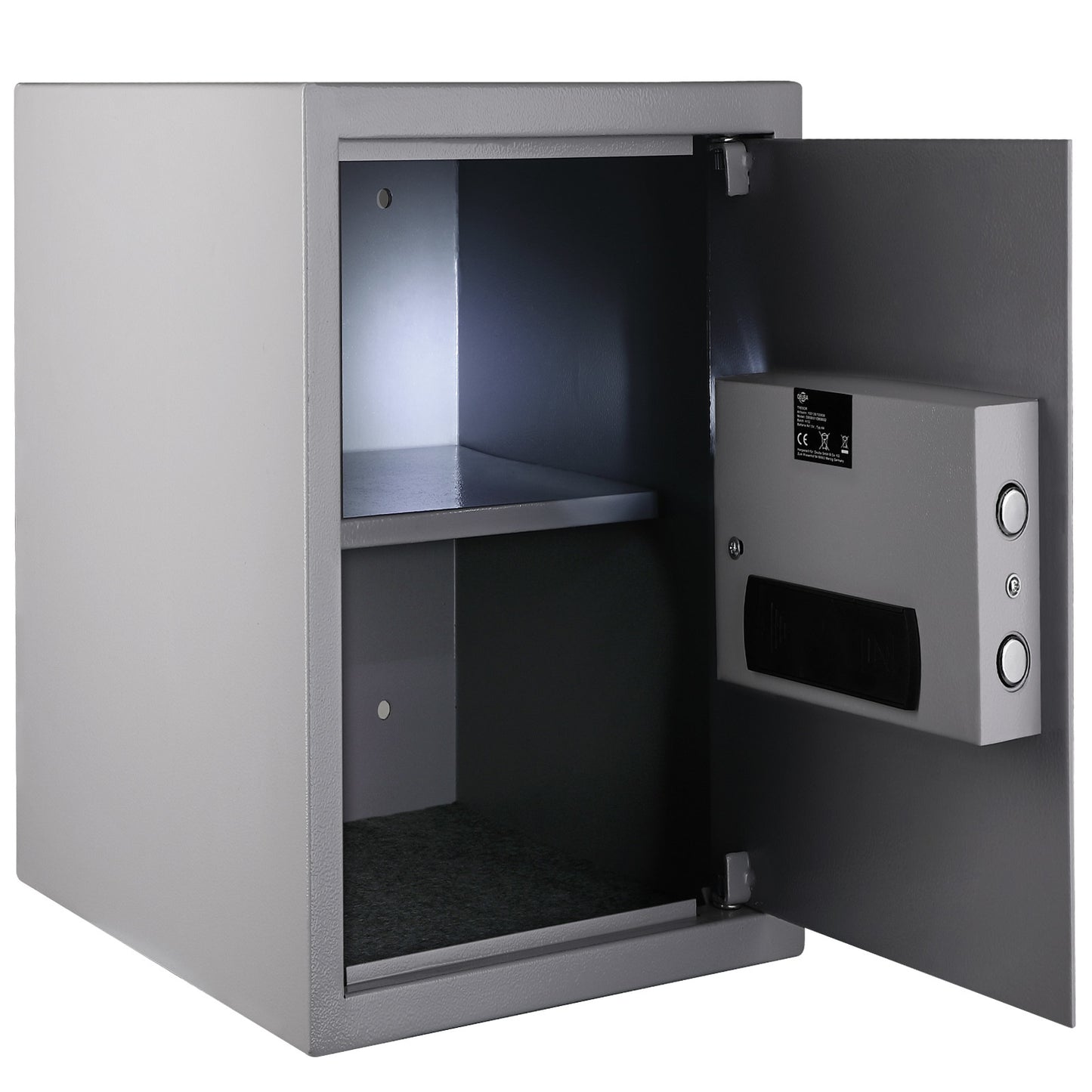 Monzana Elektronische Kluis – Cijferslot & 2 Noodsleutels – 56L – 40 x 35 x 40 cm – Grijs
