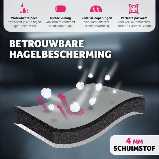 tectake® Auto beschermhoes hagelbescherming met schuimrubberen inzetstuk waterdicht ademend 571x 203x 120cm SUV / VAN Grijs