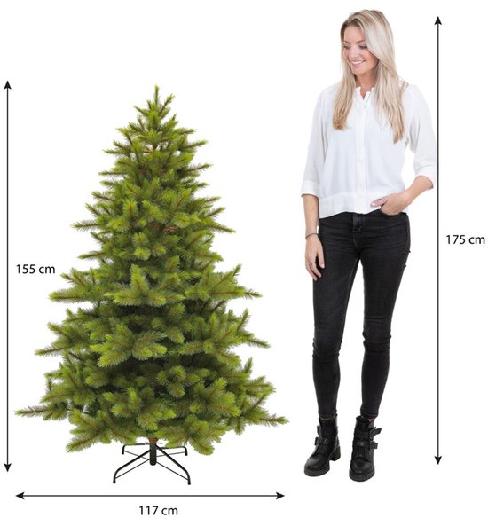 Triumph Tree Wyoming Spar - Kerstboom met 460 Dennentakjes en Inhaakconstructie - Kerstversiering voor Binnen met Natuurlijke Uitstraling - Kunstboom met Harde PVC-naalden - H155 x Ø117 cm - Groen