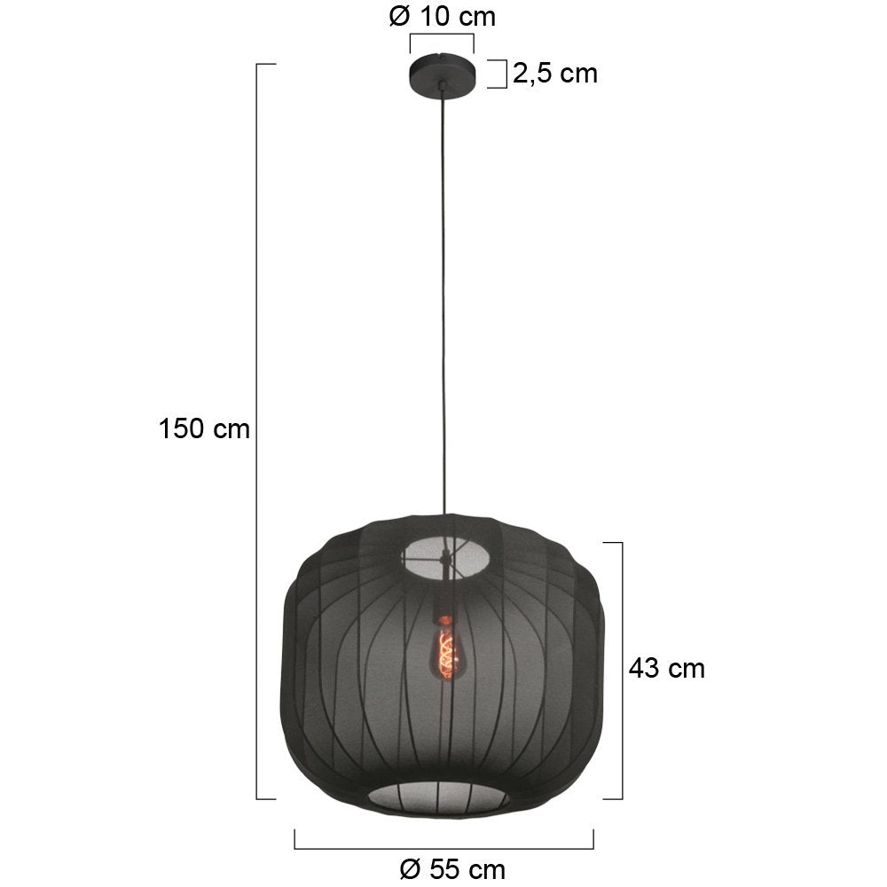 Anne Lighting - hanglamp - Sable - zwart - linnen metaal - Ø 55cm - E27 - 4192ZW