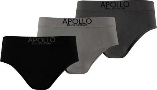 Apollo Ondergoed Seamless Heren Katoen Zwart/grijs 3 Stuks Maat M