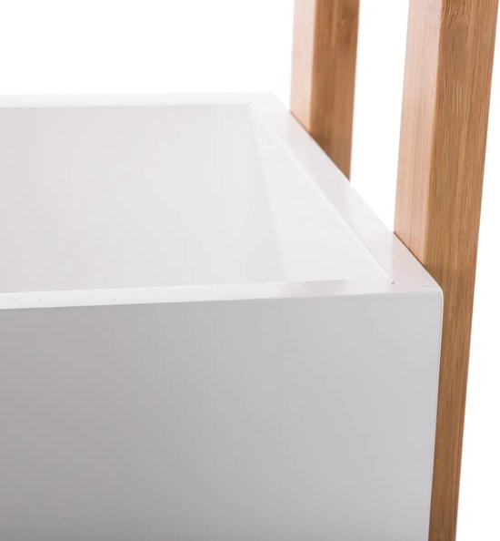 Keuken trolley 3-laags - bamboe hout - wit/bruin - 41 x 20 x 80 cm - badkamer
