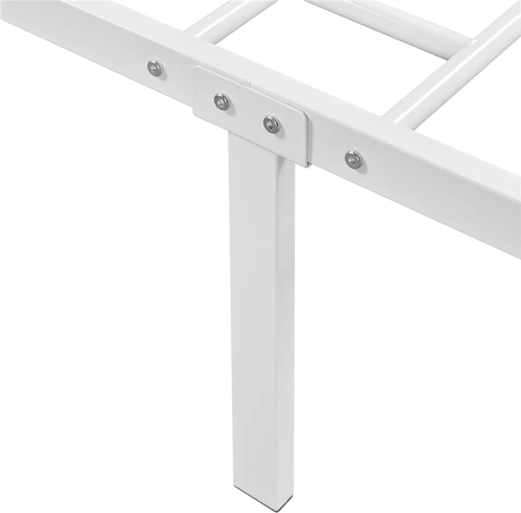 Yaheetech Metalen Bedframe 140 x 200 cm - Wit - Tweepersoonsbed met Lattenbodem en Hoog Hoofdbord