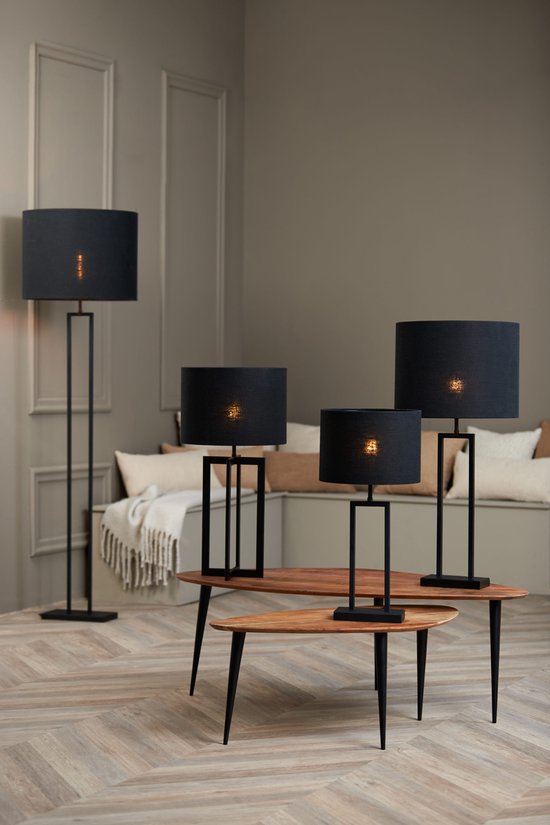 Light & Living Cilinder lampenkap Livigno - Zwart - Ø40x30cm - Modern