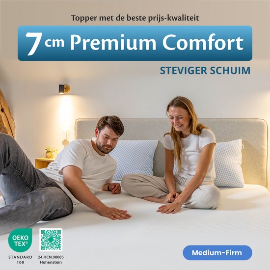 Ella Firm Topper 180x200 cm - 7CM Matras Topdekmatras - Matrastopper Gel Infused Traagschuim & Aircell-schuim - Hardheid Stevig