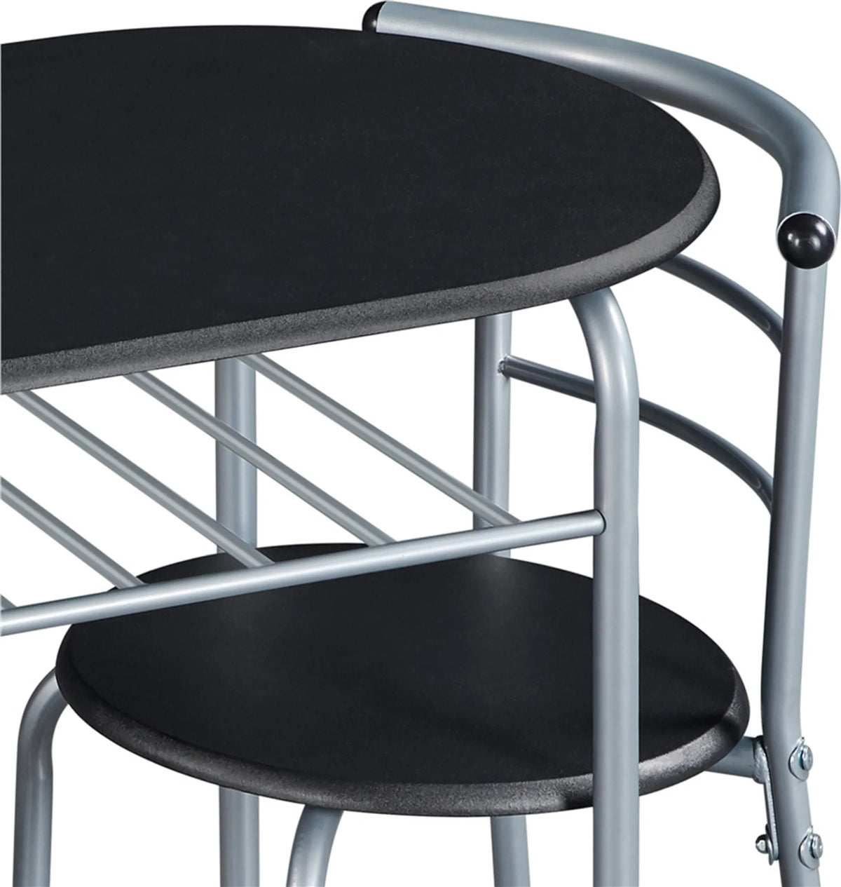 Yaheetech Eethoek Set Van 3 – Voorzien Van Tafel Met 2 Stoelen En Verstelbare Opbergplank En Waterafstotende Coating – Voor Keuken En Eetkamer – Zwart Metaal En MDF – 80 x 53 x 73,5 cm