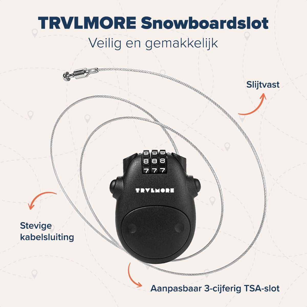 TRVLMORE - Snowboard Slot - Skislot - Cijferslot - Staal