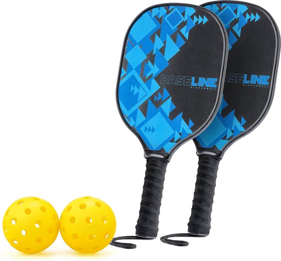Baseline Pickleball Set – Inclusief Net, 2 Paddles & 2 Ballen – Houten Batjes – 2,4 Meter Net
