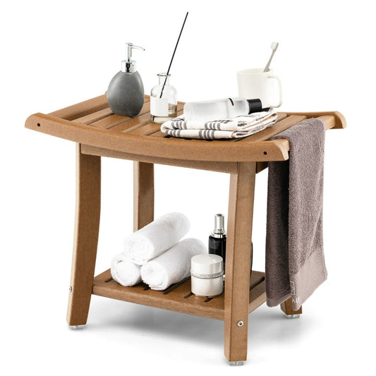 Coast Douchekruk - waterdicht - gebogen zitting - opbergplank - bruin - 60,5 x 34 x 48 cm