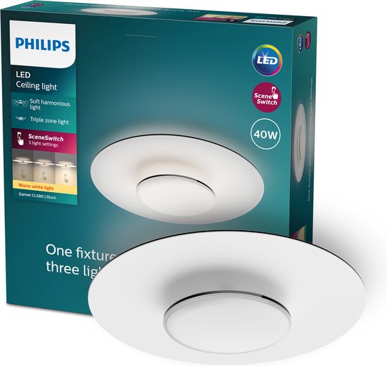 Philips Garnet plafondlamp - Zwart - 27K - 40W