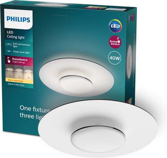Philips Garnet plafondlamp - Zwart - 27K - 40W