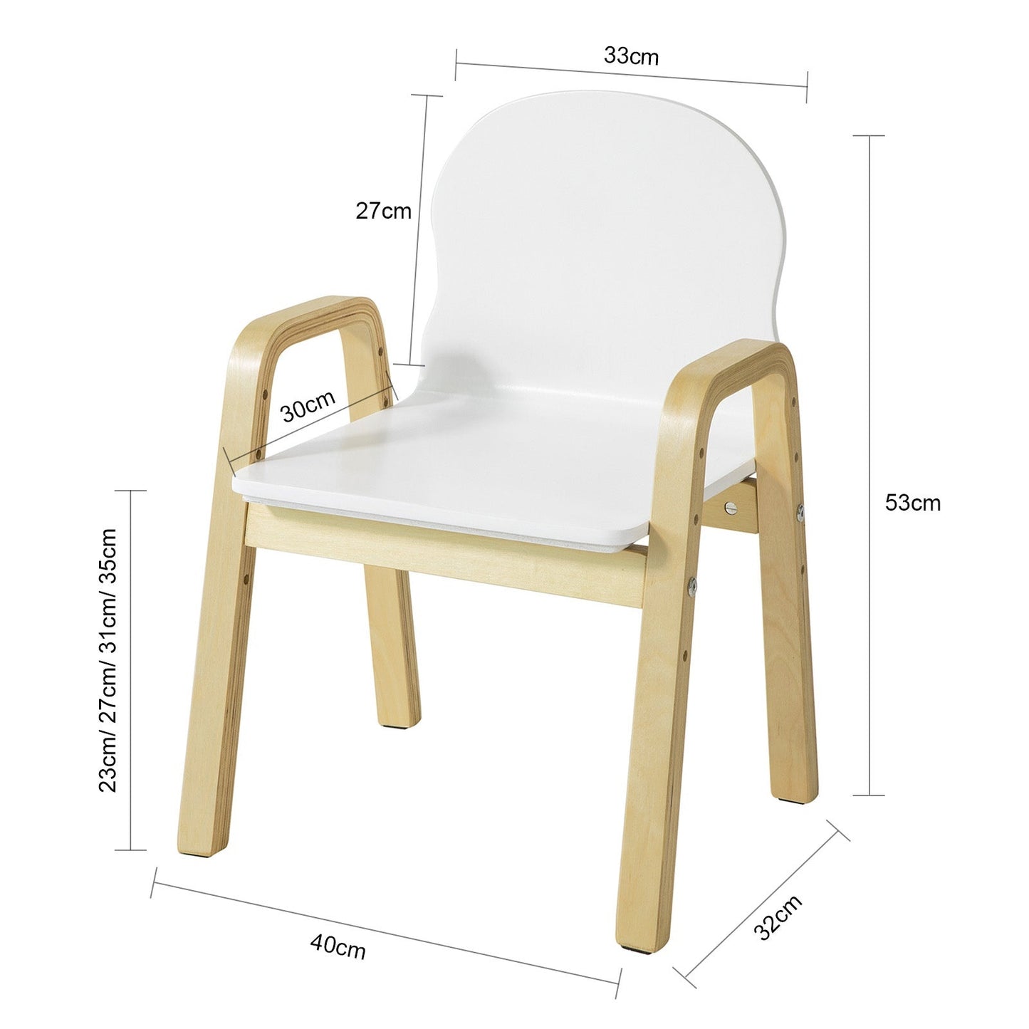 SoBuy Set van 2 Kinderstoelen - Kunststof - Verstelbare Zithoogte 23-35 Cm