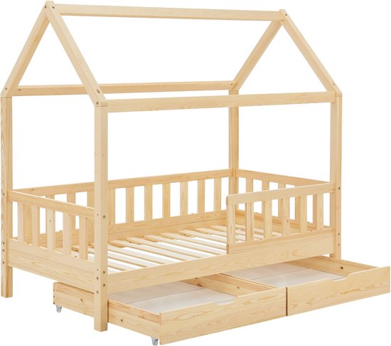 Kinderbed Marli - 90 x 200 cm - Houtkleur - Incl. bedlades